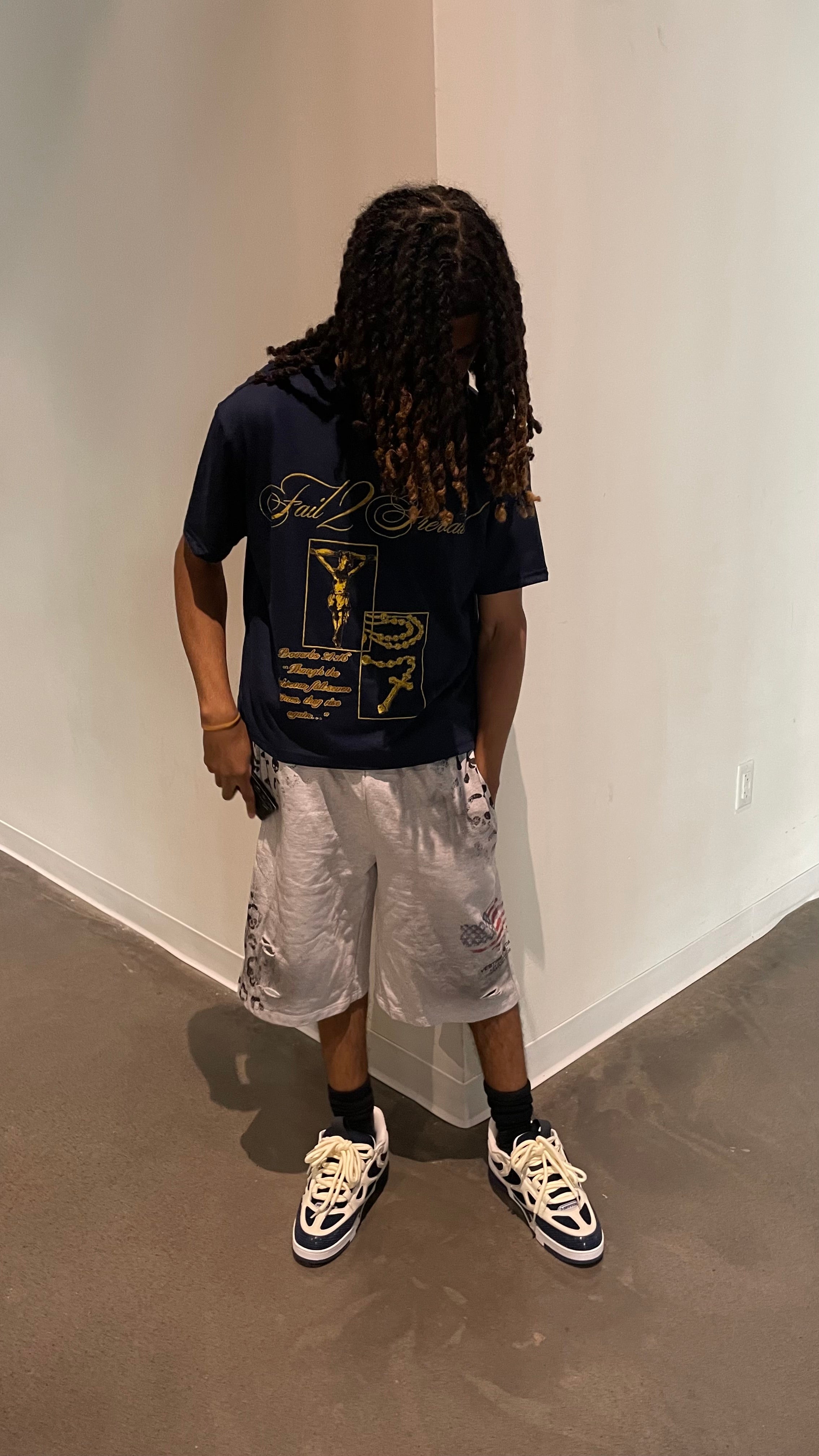 “Fail2prevail” Navy blue Tee shirt