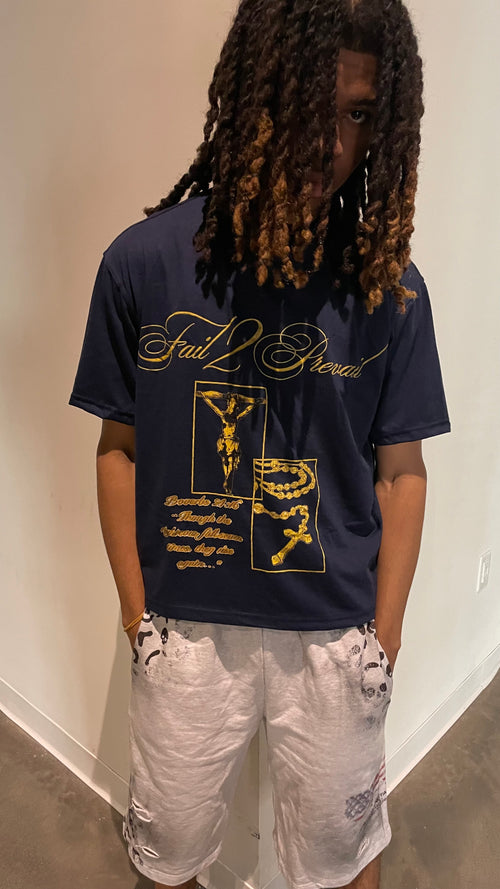 “Fail2prevail” Navy blue Tee shirt